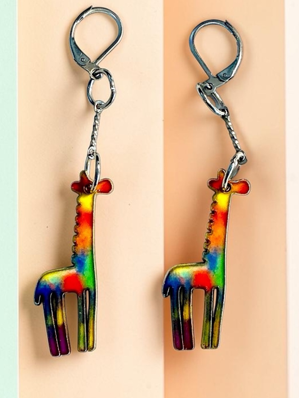 Giraffe Alloy and Enamel Dangle Earrings